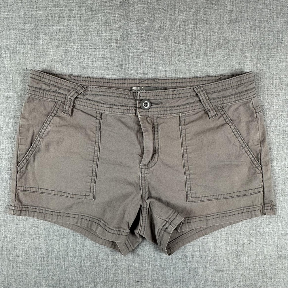 PrAna Shorts Womens 8 Brown Utility Twill Organic Cotton Stretch 2.5" Inseam